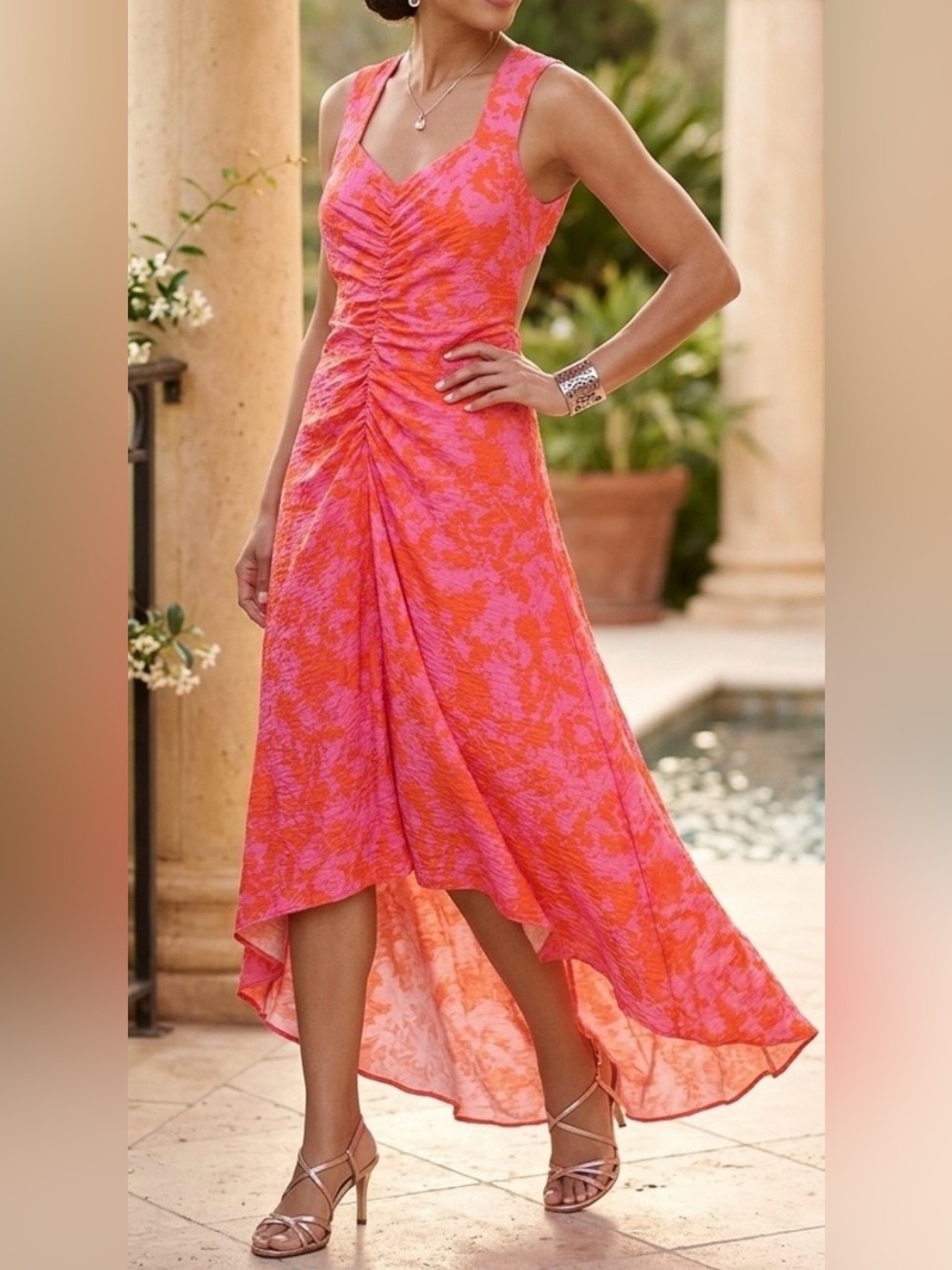 Chelsea28 Ruched High-Low Midi Plus Dress